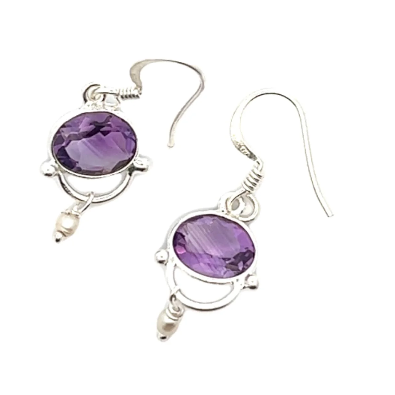 Amethyst and Pearl Elegant Earrings - Image 3