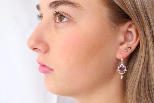 Amethyst and Pearl Elegant Earrings - Image 5