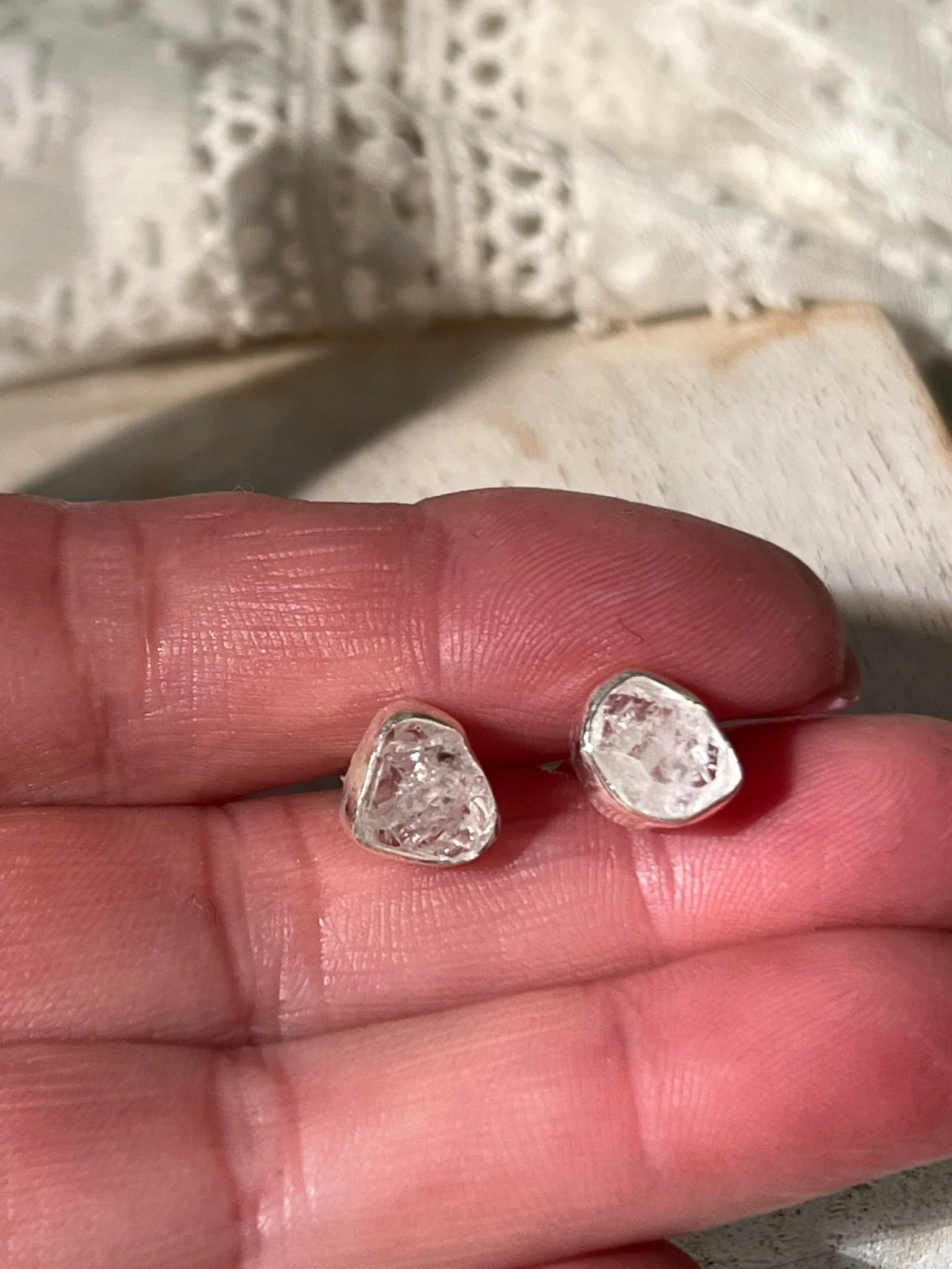 Boho Bling Herkimer Diamond Stud Earrings - Image 3