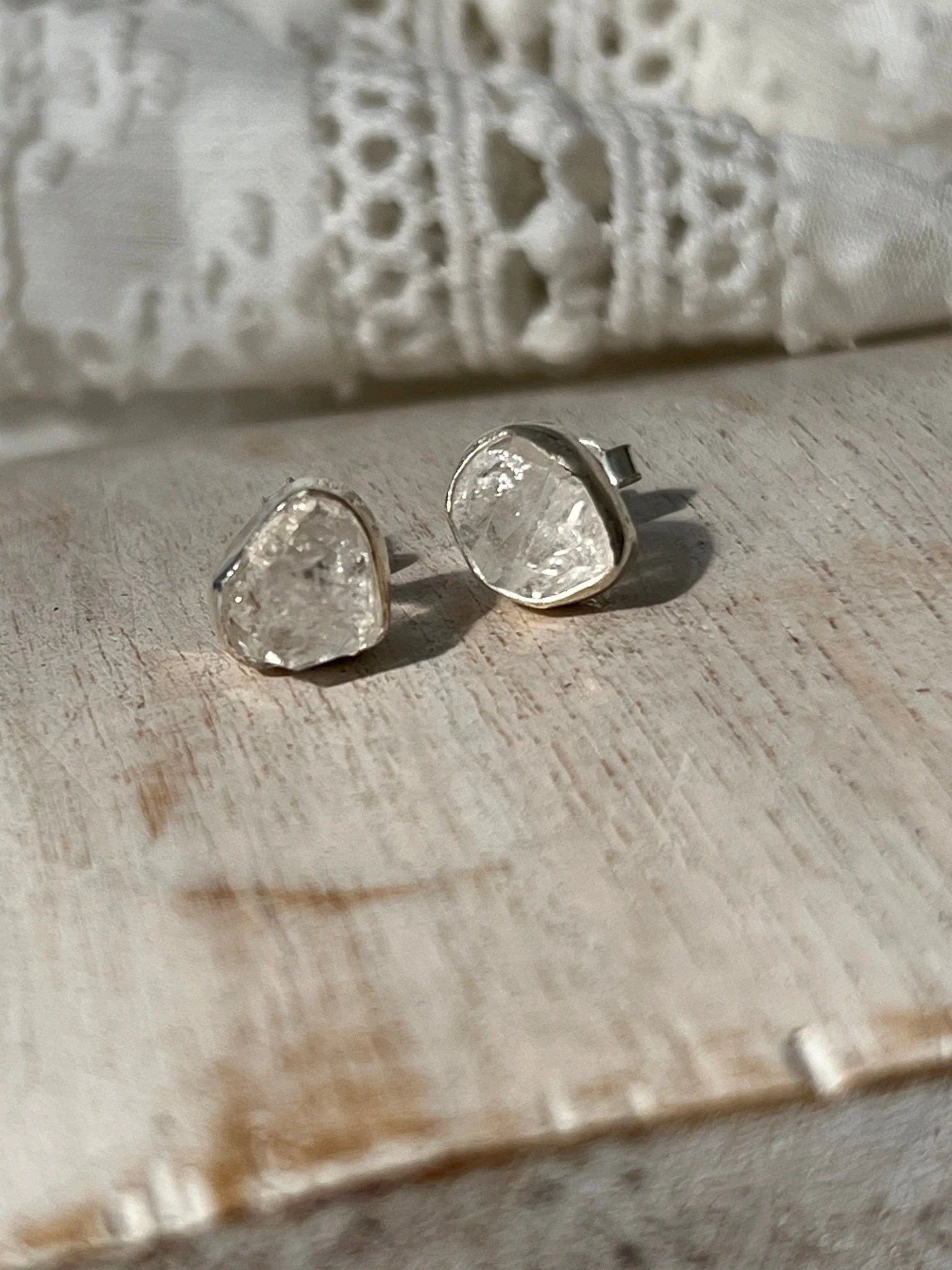 Boho Bling Herkimer Diamond Stud Earrings - Image 4
