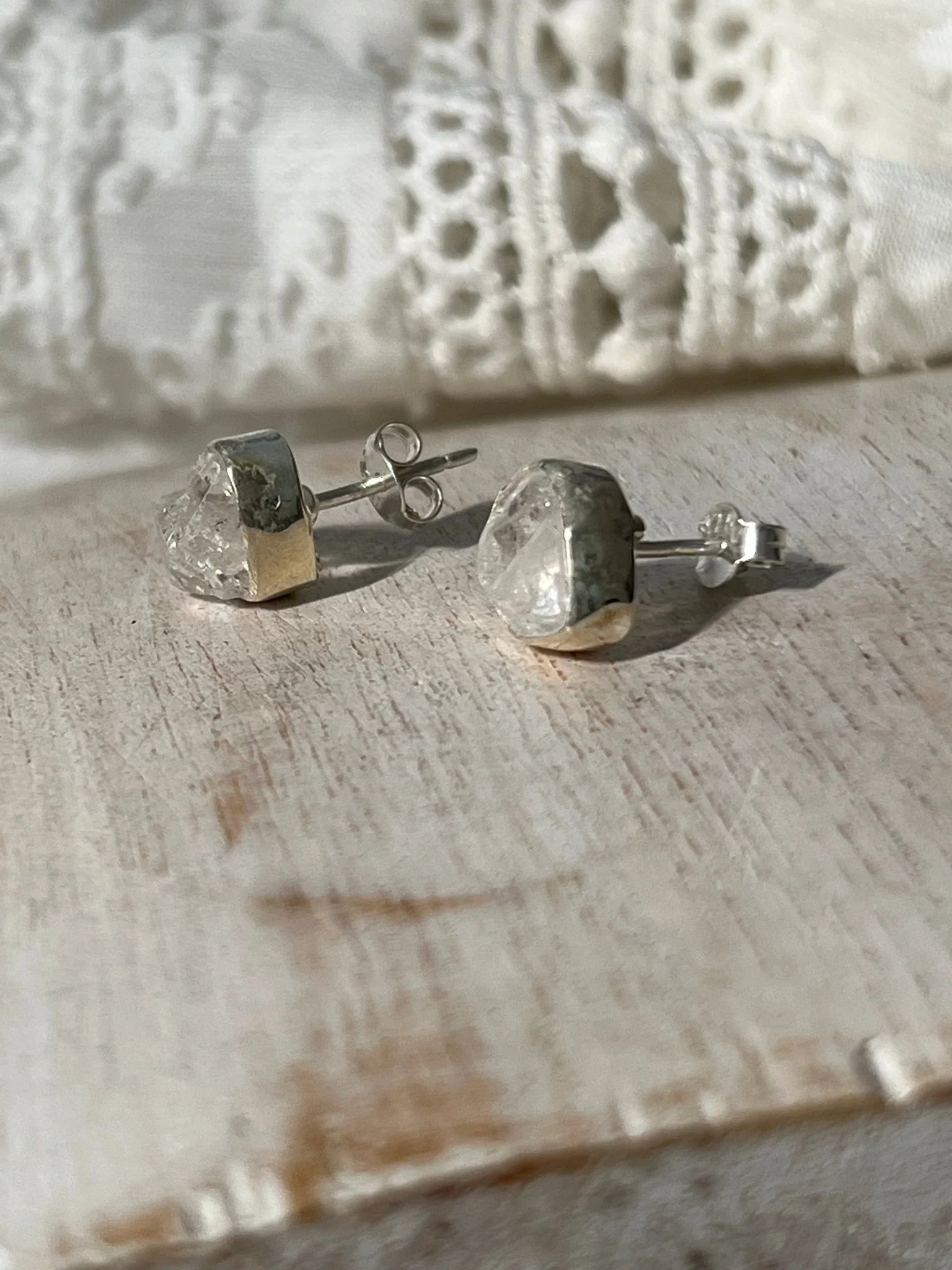 Boho Bling Herkimer Diamond Stud Earrings - Image 5