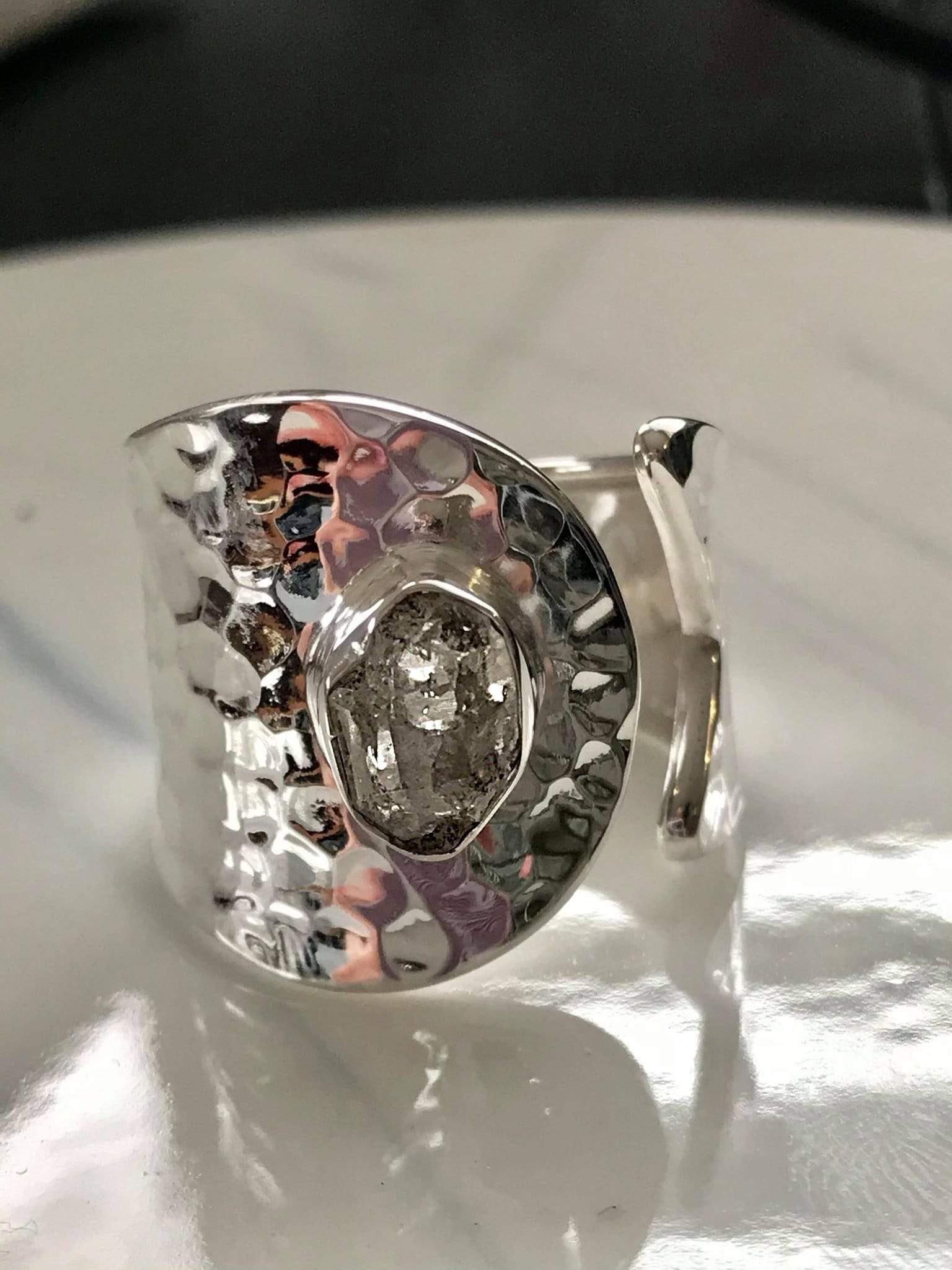 Hammered Wrap Ring - Herkimer Diamond - Image 8