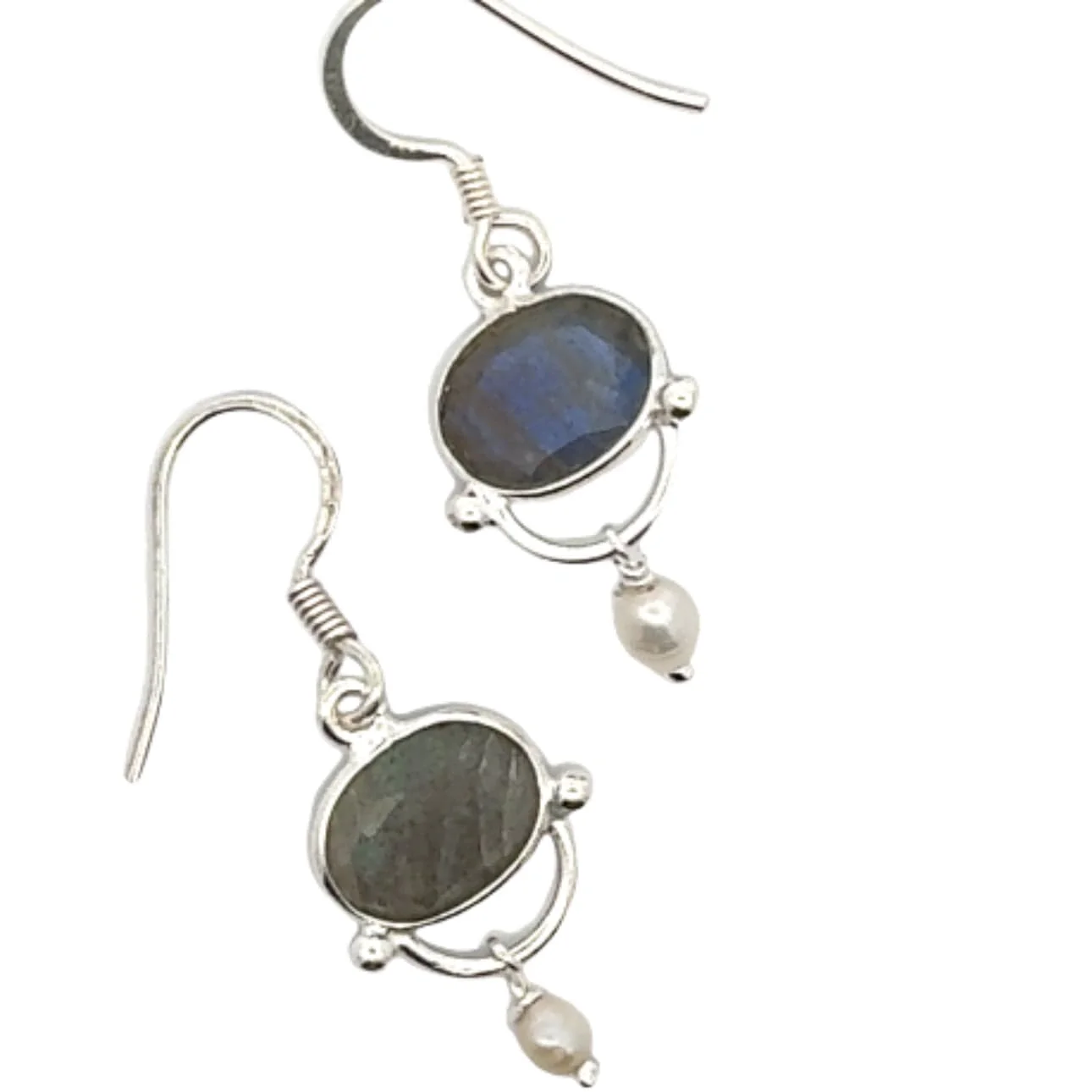 Labradorite and Pearl Elegant Earrings - Image 5