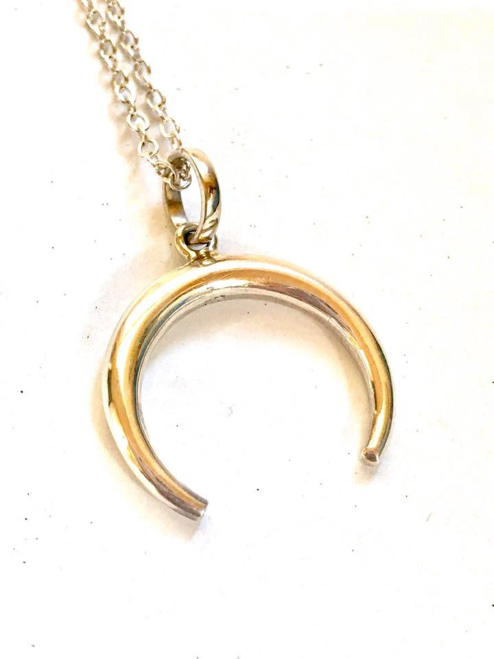 Lunar Sterling Silver Half Moon Pendant - Image 4