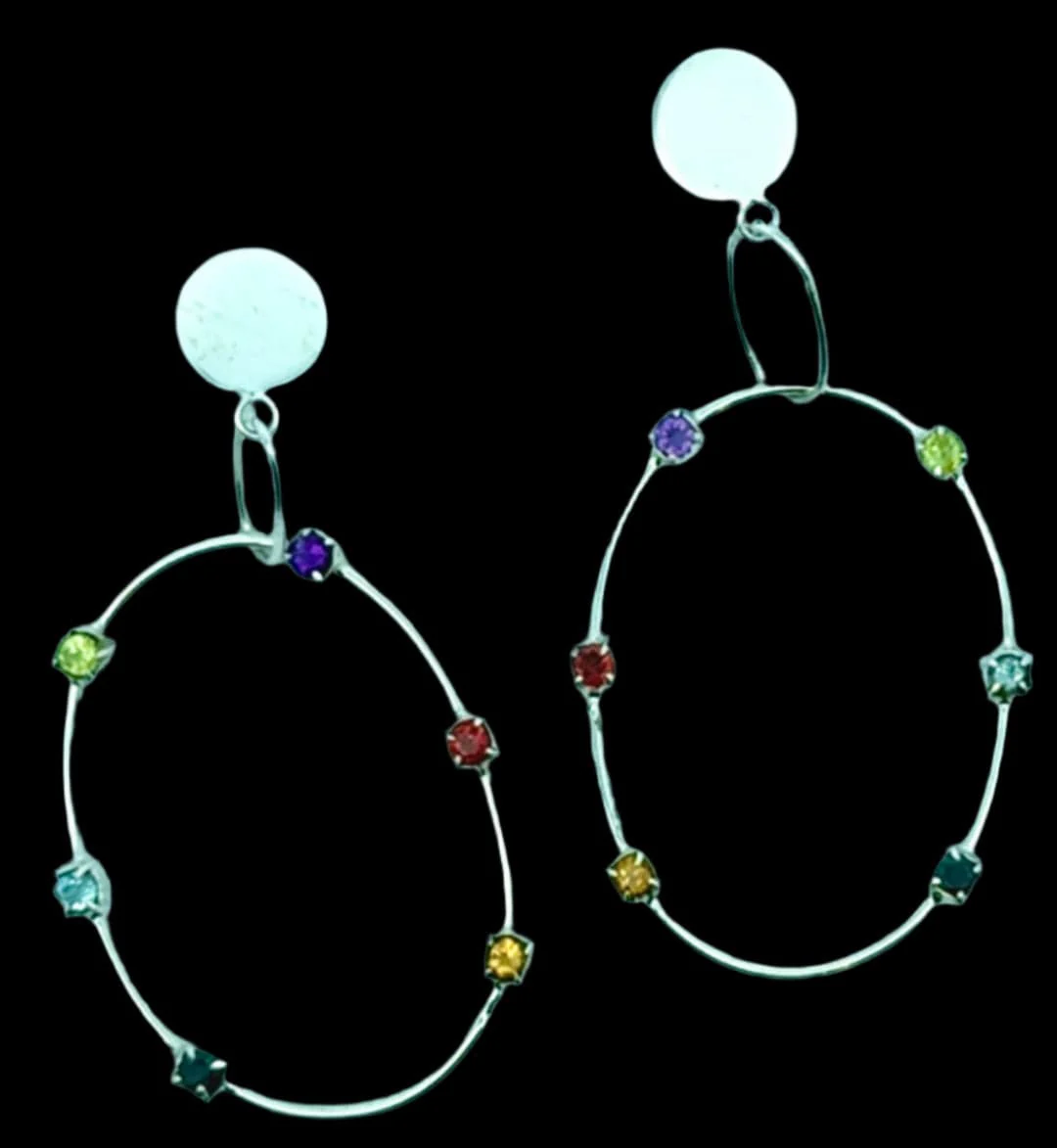 Rainbow Gemstone Drop Hoops - Image 4