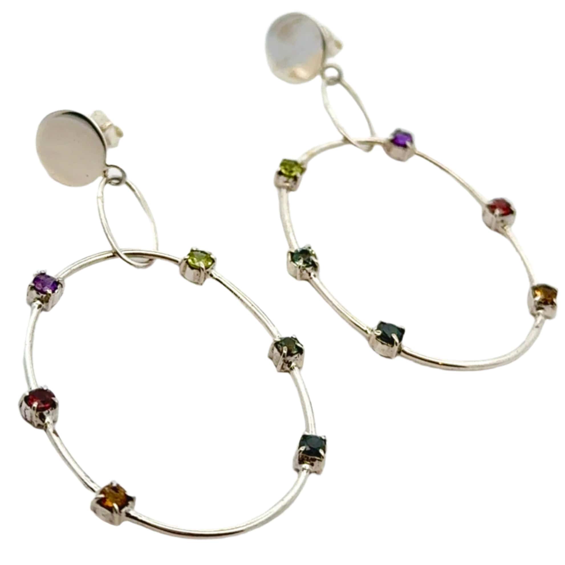 Rainbow Gemstone Drop Hoops - Image 5
