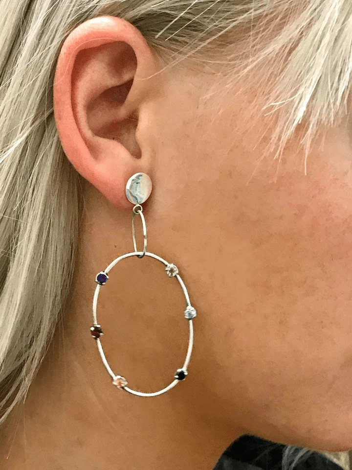 Rainbow Gemstone Drop Hoops - Image 7