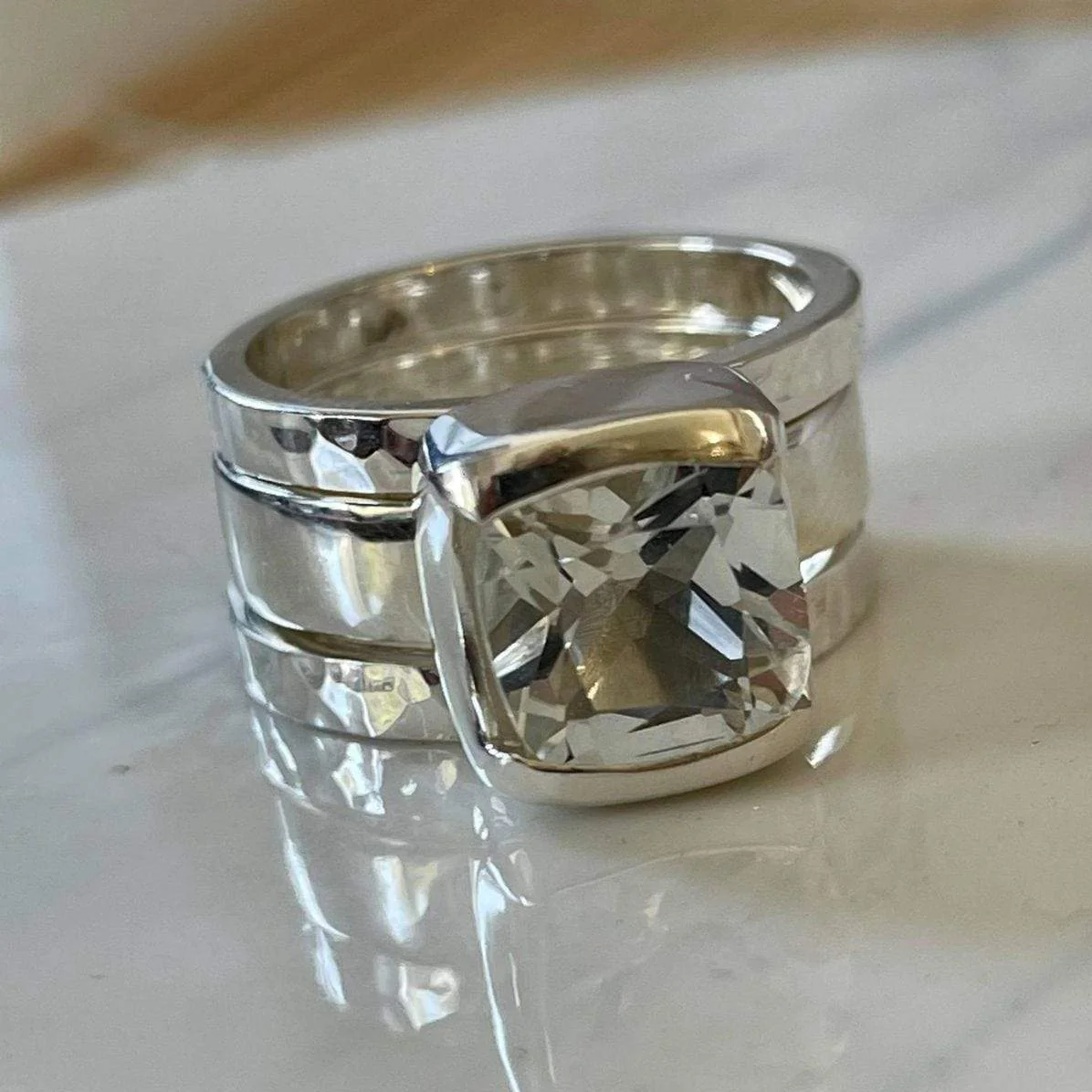 WHITE TOPAZ TRILOGY RING - Image 12