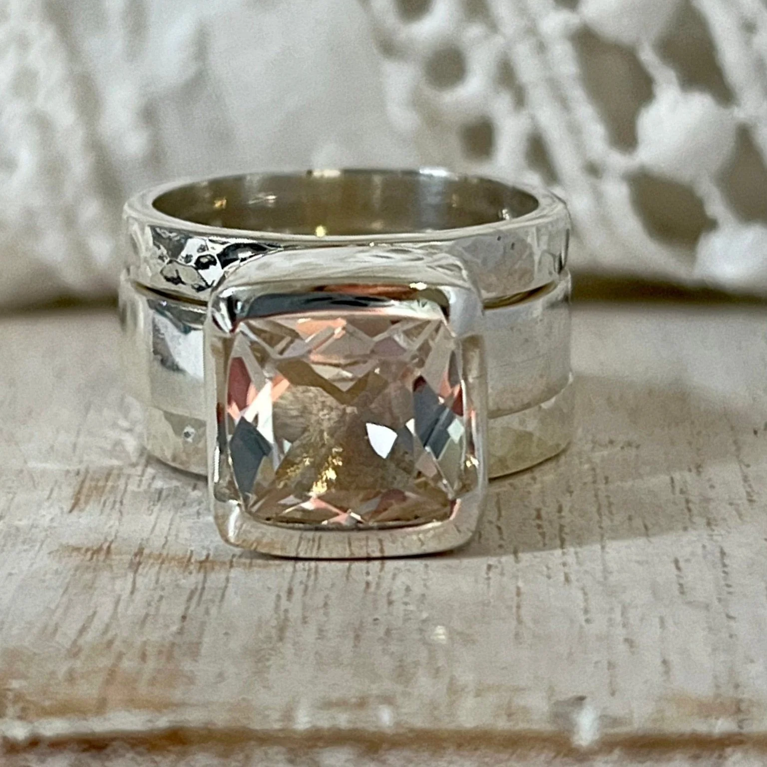WHITE TOPAZ TRILOGY RING - Image 4